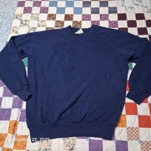 VTG Bassett Walker Plain Blank Blue Sweatshirt Size XLT Large X-Tall Lightweight